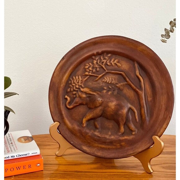 13"Rare Vintage Elephant platter/ Elephant Decorative Plate/ Home decor‎ plate - Picture 4 of 4